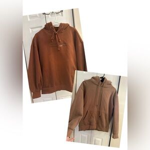 Bundle of 2 Cotton Cozy Brown Pullover Hoodies - Size S (Oversized Fit)